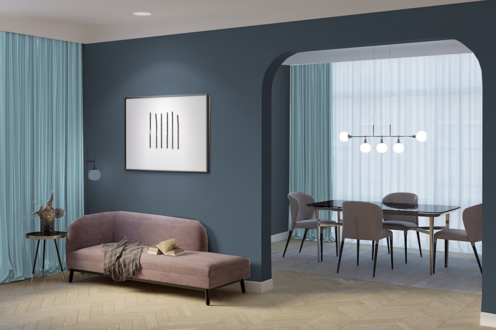 Light Blue Curtains with Blue Gray Walls