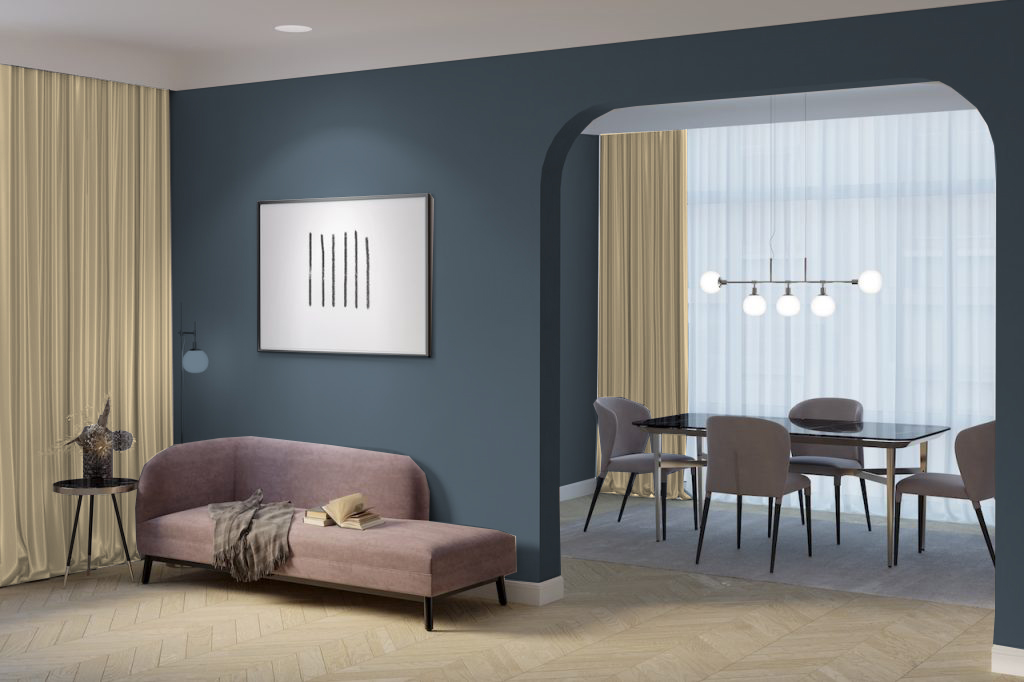 Oatmeal Curtains with Blue Gray Walls