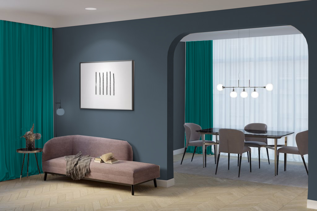 Teal Curtains with Blue Gray Walls