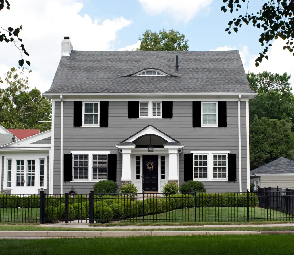 Gray House with Black Shutters