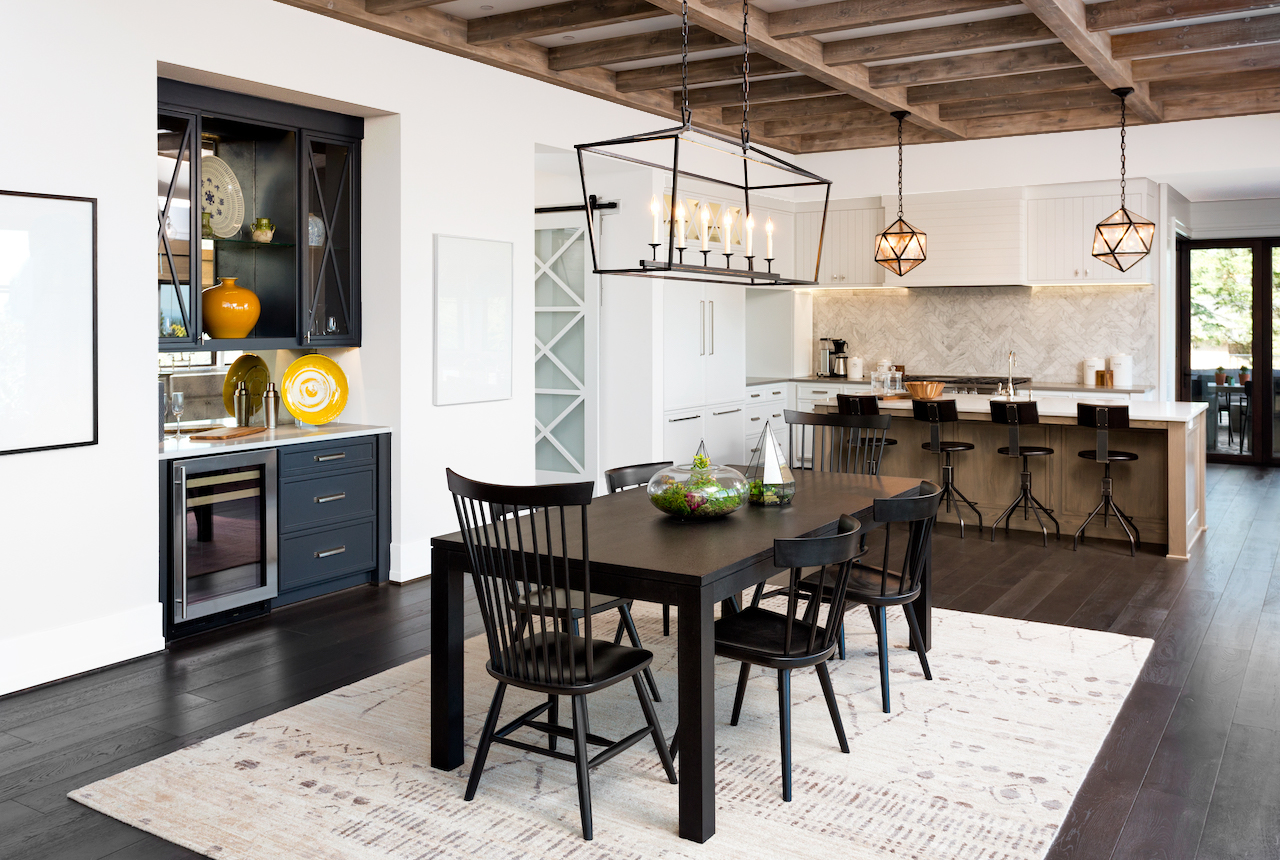 farmhouse kitchen with white walls