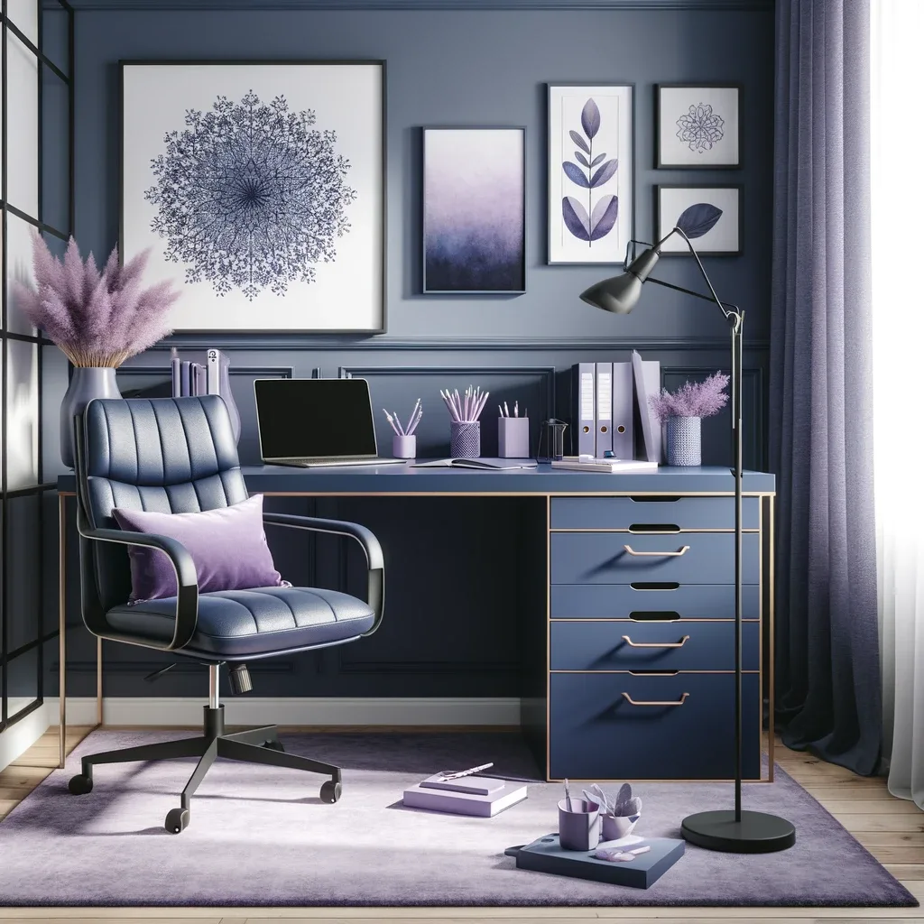 lavender and navy blue interior
