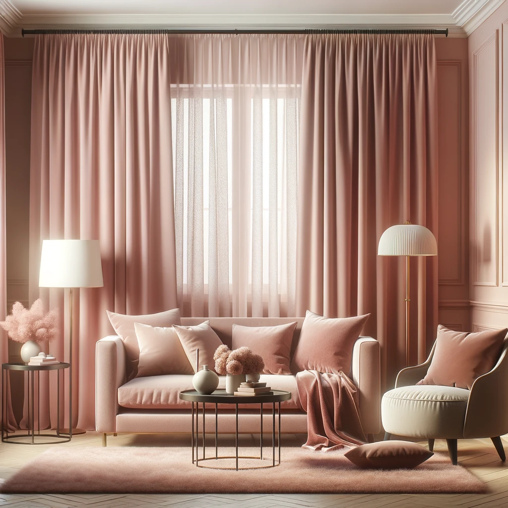 pink walls with dusty rose curtains
