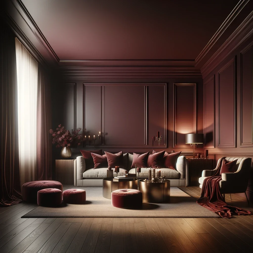 deep burgundy dark room