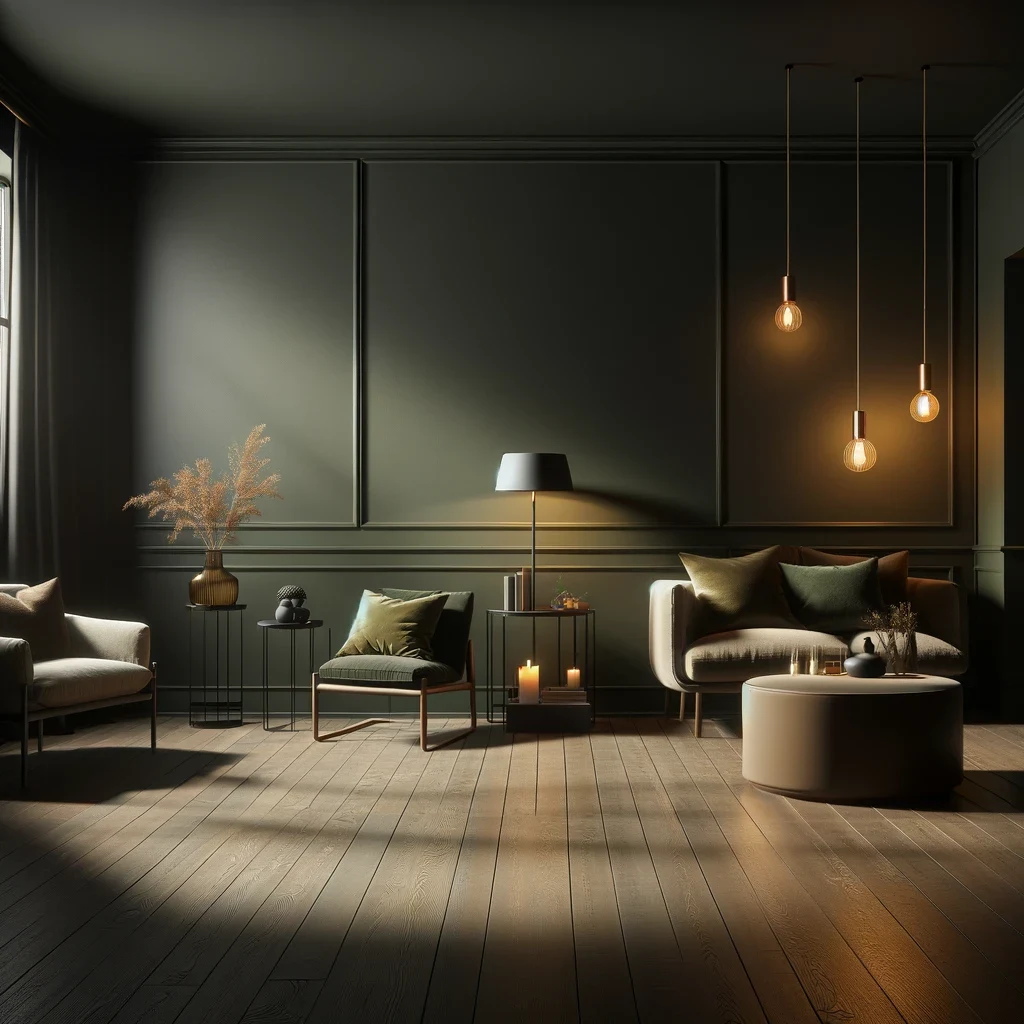 olive green dark room