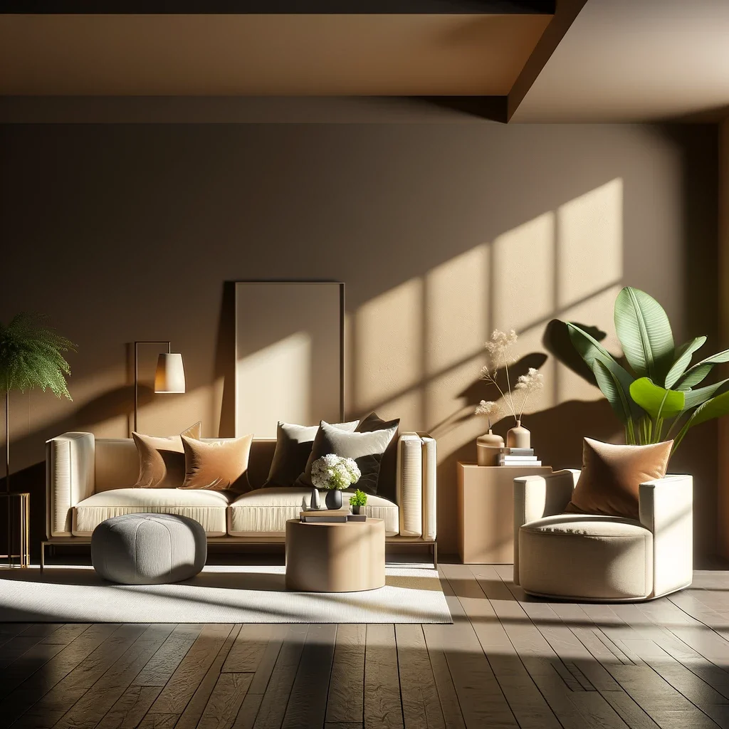warm beige dark room