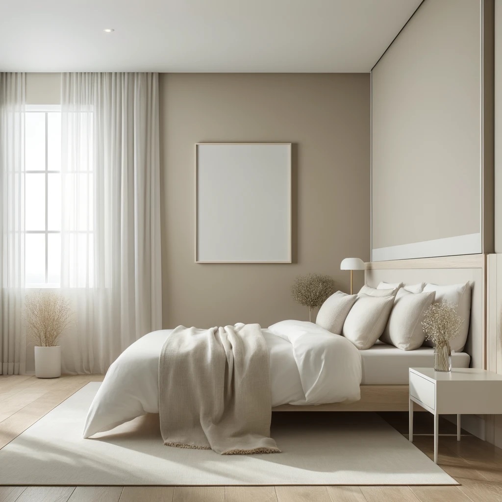 Light Taupe and White Bedroom Color Idea