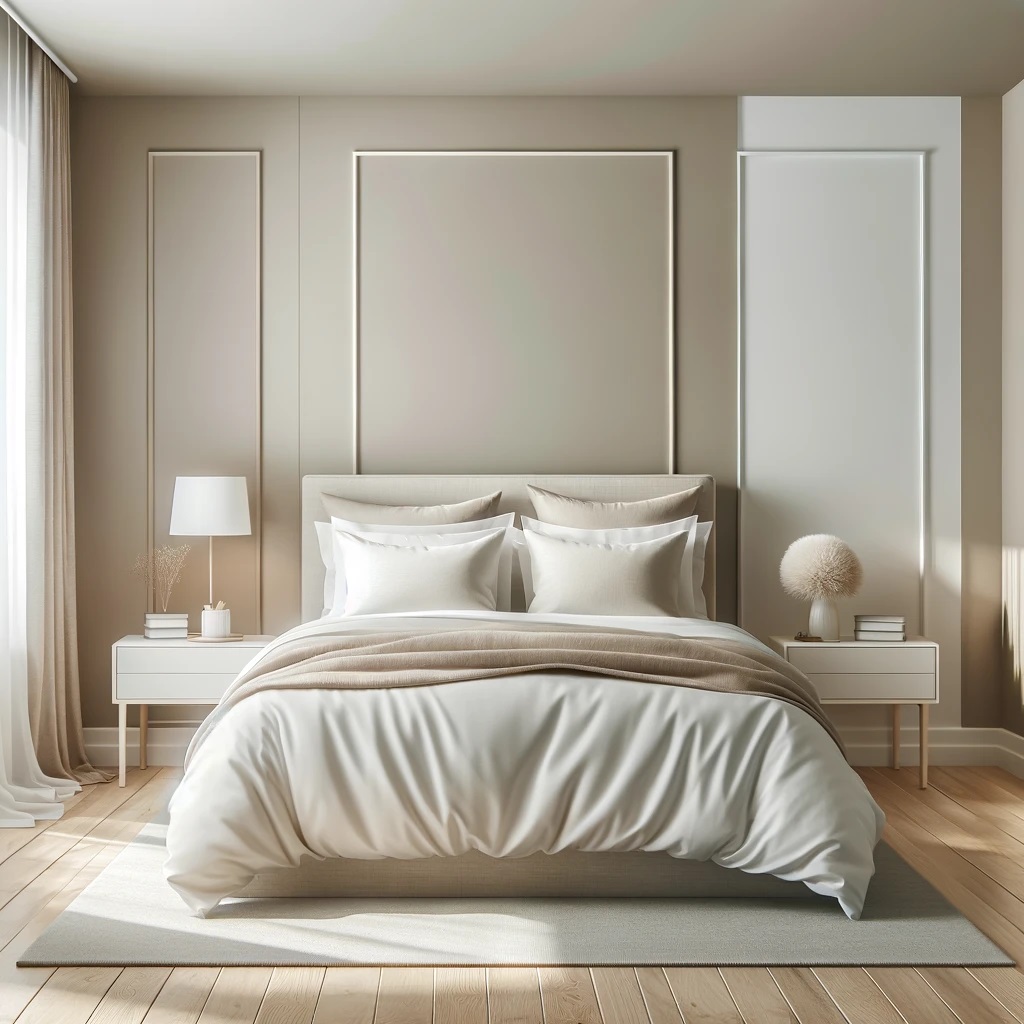 Light Taupe and White Bedroom Color Idea