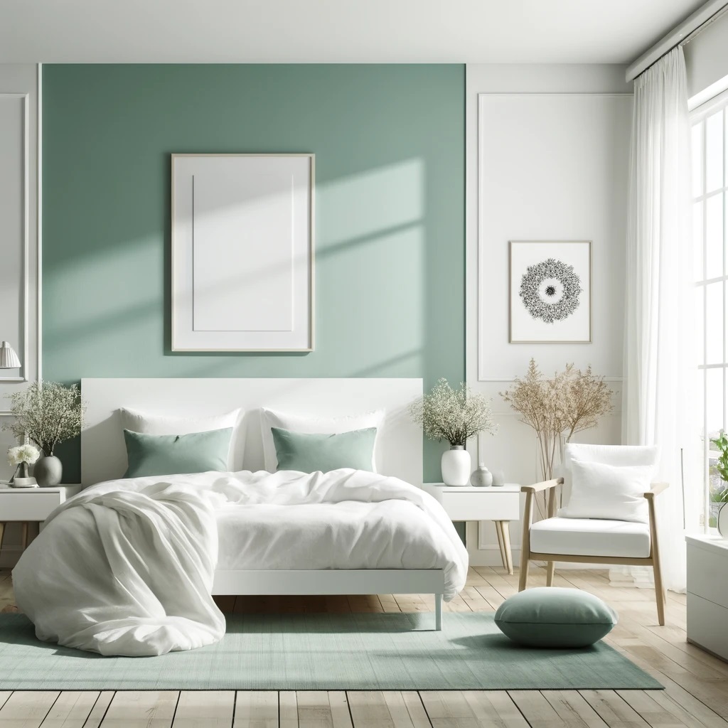 Mint Green and White Bedroom Color Idea