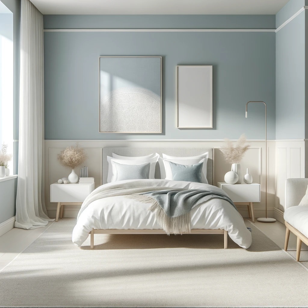 Pale Blue and White Bedroom Color Idea