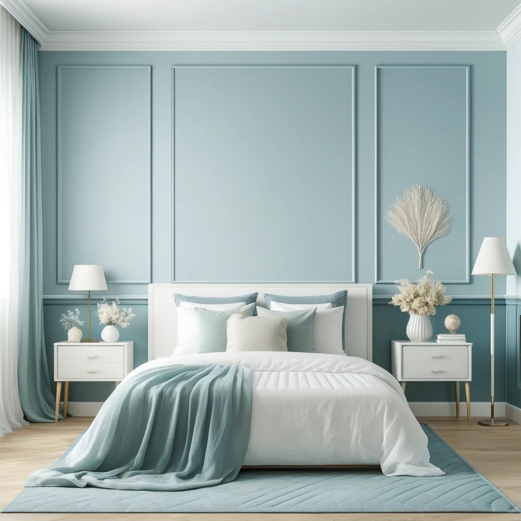 Pale Blue and White Bedroom Color Idea