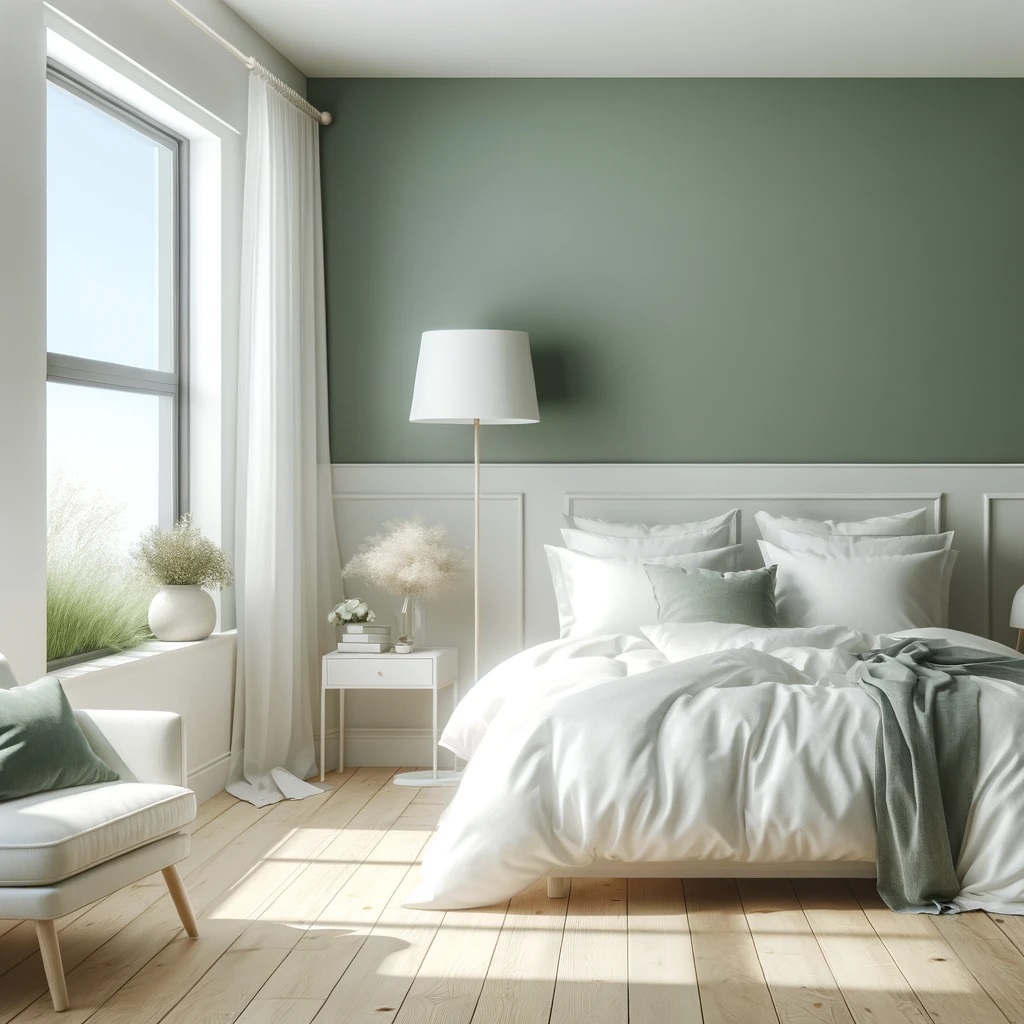 Sage Green and White Bedroom Color Idea