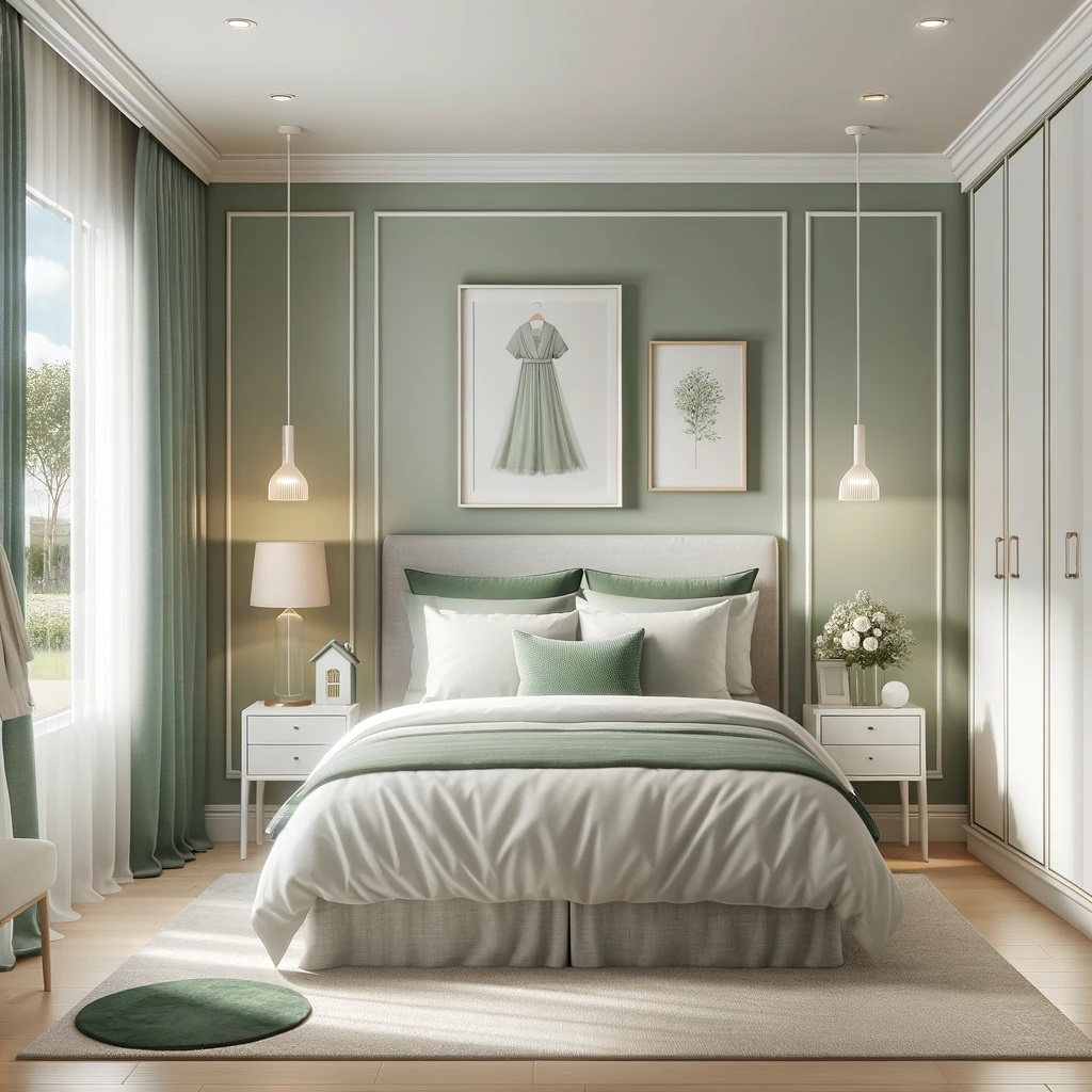 Sage Green and White Bedroom Color Idea