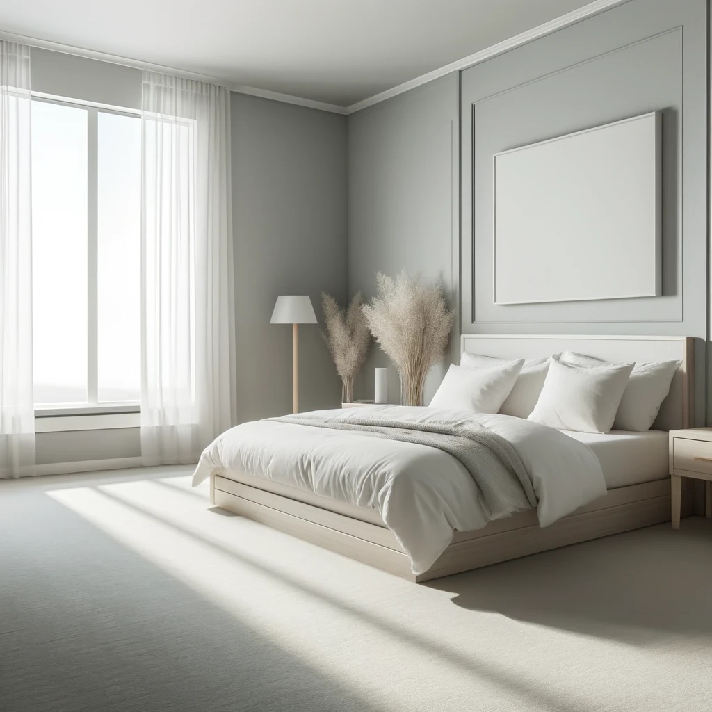 Soft Grey and White Bedroom Color Idea