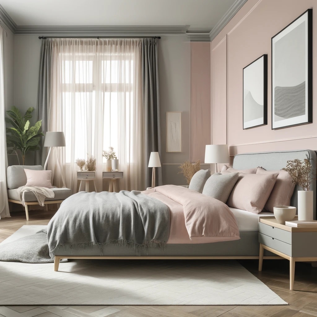 Soft Pink and Grey Bedroom Color Idea